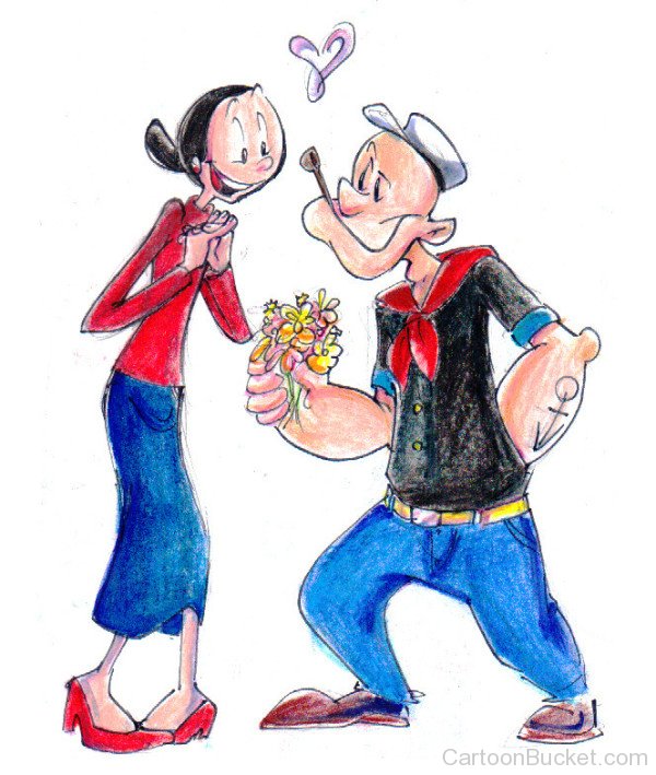 Beautiful Painting Of Popeye With Olive