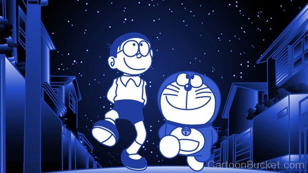 Doraemon Walking With Nobita In Mid Night