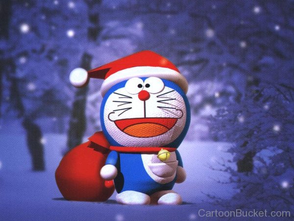 Doraemon Wearing A Christmas Hat