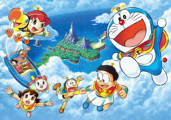 Glitter Image Of Doraemon In The Sky