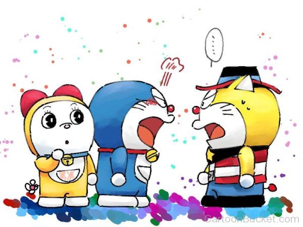Image Of Dorami With Doraemon In Angry Mood