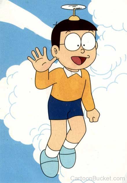 Image Of Nobita Flying In The Sky