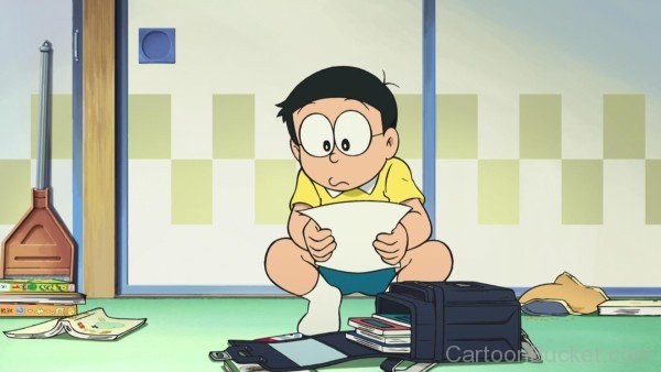 Image Of Nobita Seeing Books