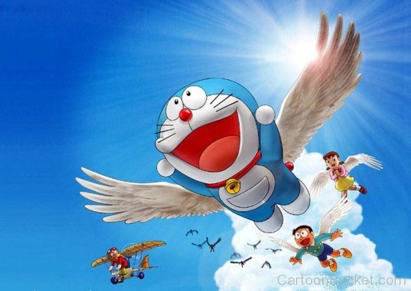 Image Of Doraemon In Sky With Wings