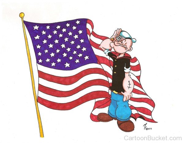 Image of Popeye With Flag
