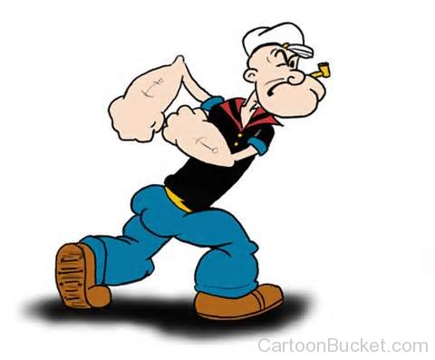 Image of Popeye walking angry