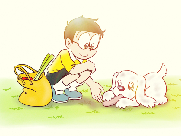 Nobita Feeding Dog