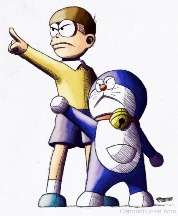 Nobita With Doraemon In Angry Mood