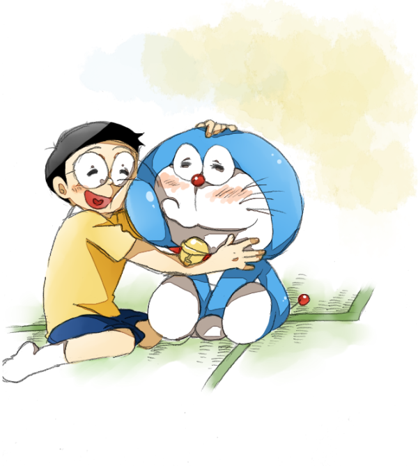 Nobita With Doraemon In Sitting Pose