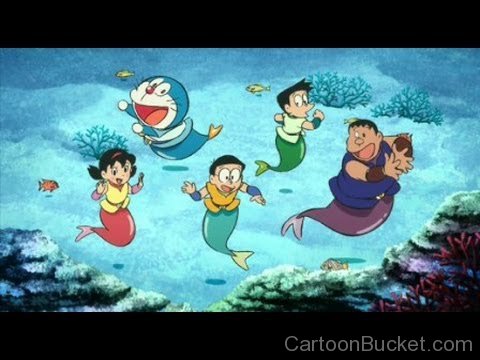 Nobita With His Friends As A Fish