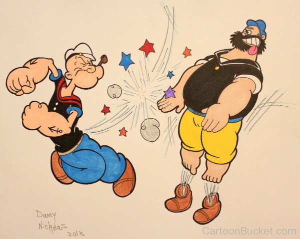 Popeye Fighting with Bluto