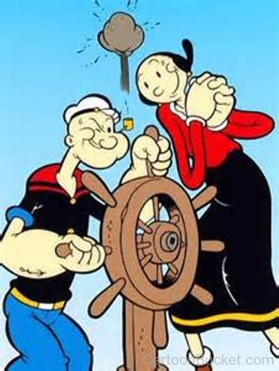 Popeye With His Wife On Ship