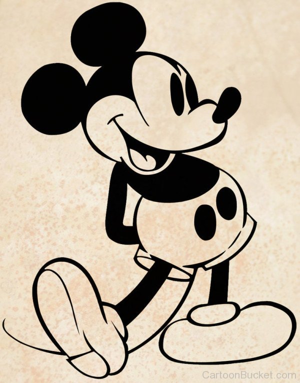 Black And White Image Of Mickey Mouse