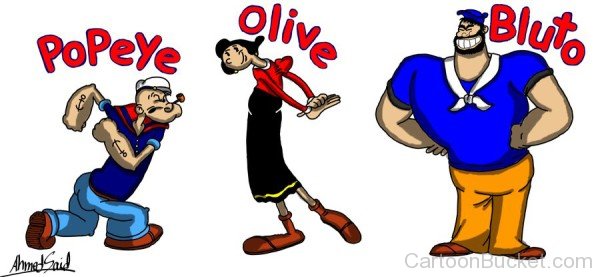 Bluto With Popeye And Olive