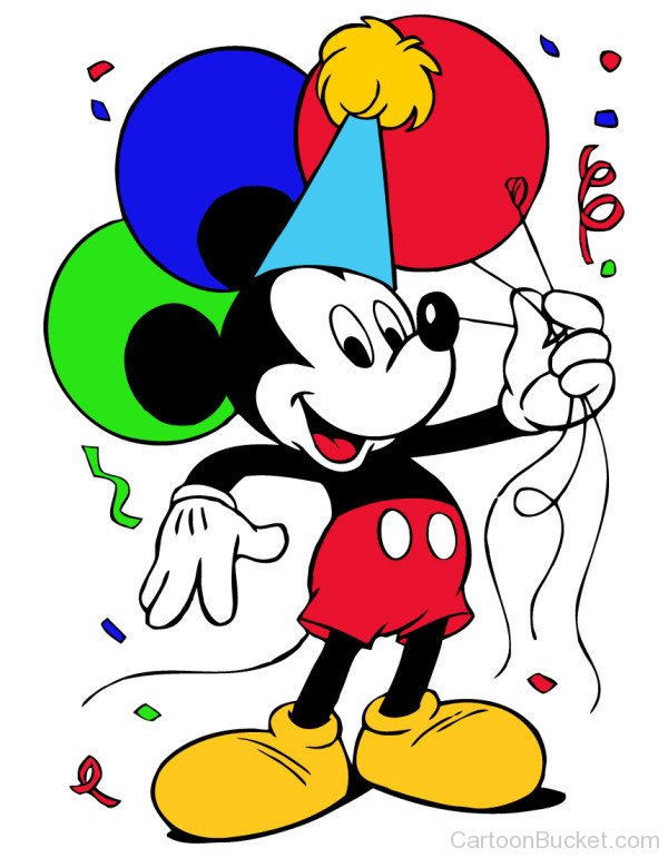 Image Of Mickey Mouse Wearing Birthday Cap