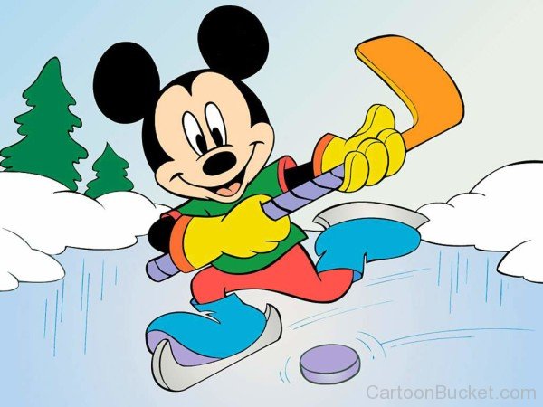 Image Of Mickey Playing Hockey