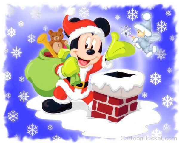 Mickey Mouse Wearing  Santa Dress