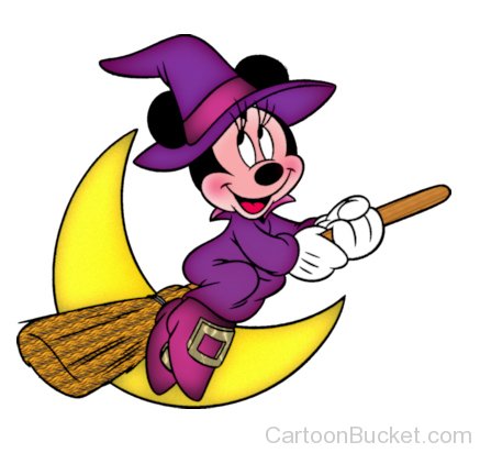Minnie Mouse Sitting On Broom