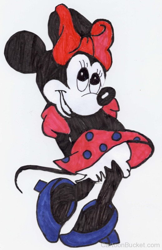 Sketch Painting Of Minnie Mouse