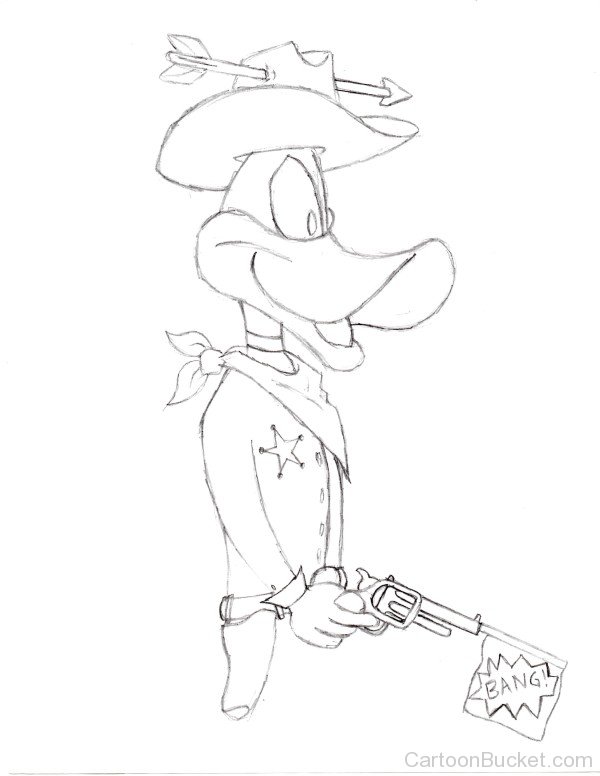 Daffy Duck With Gun Sketch