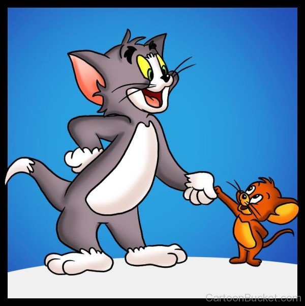 Image Of Tom Holding A Hand Of Jerry