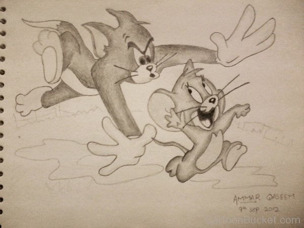 Pencil Sketch Of tom And Jerry