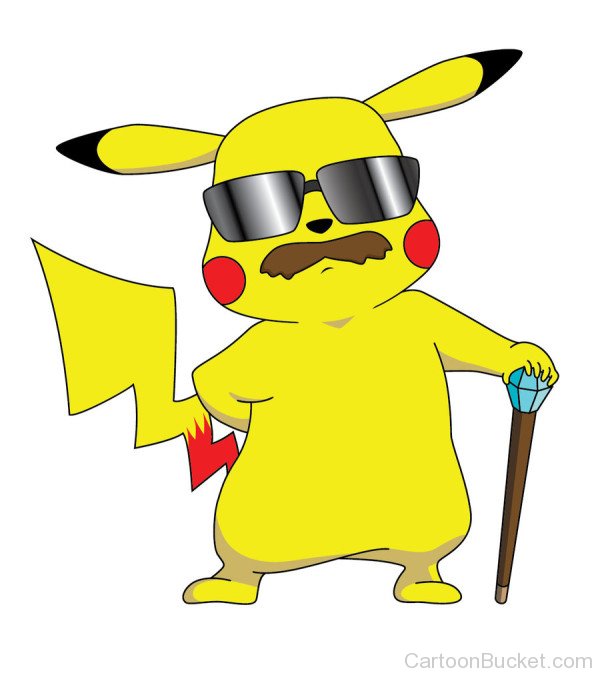 Pikachu With Mustache Old Aged Look