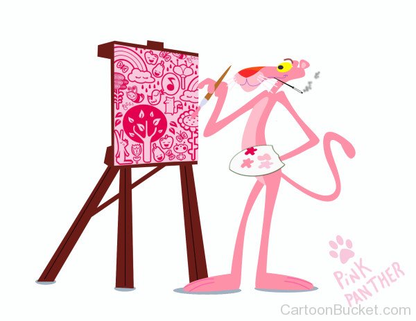 Pink Panther Doing Painting