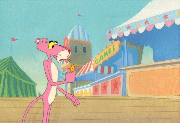 Pink Panther Looking At Coin