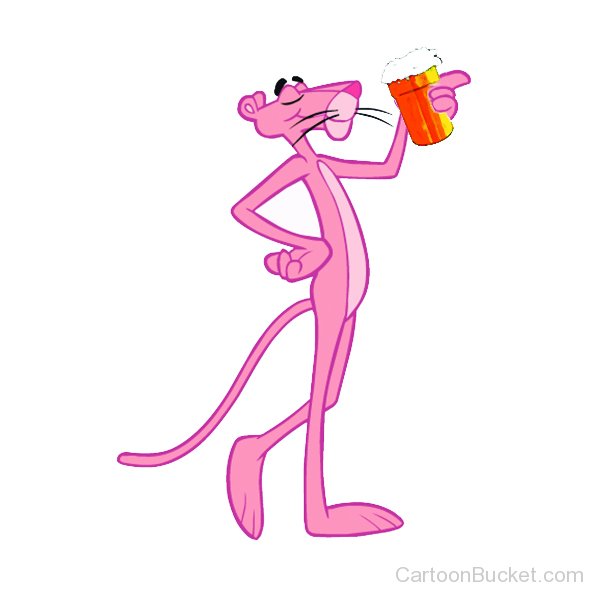 Pink Panther With Beer