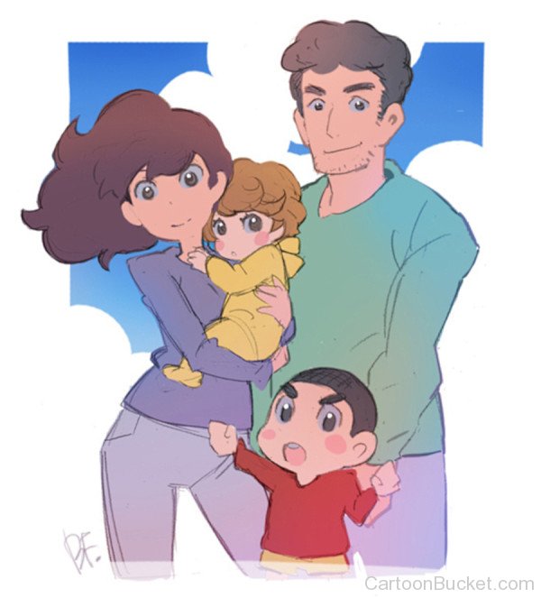 Shin Chan With His Family
