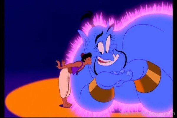 Aladdin kisses Genie