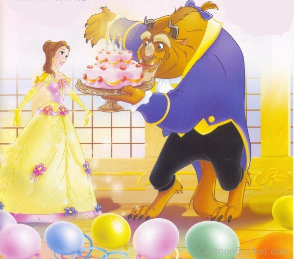 Beast Bringing Cake For Princess Belle