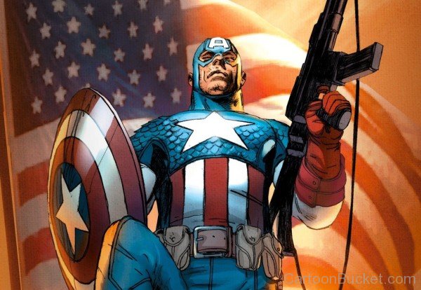 Captain America Holding Gun