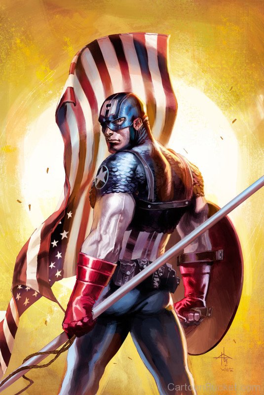 Captain America With American Flag