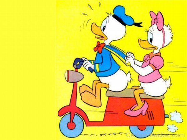 Donald Riding Scooter With Daisy