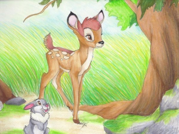 Drawing Of Bambi And Thumper