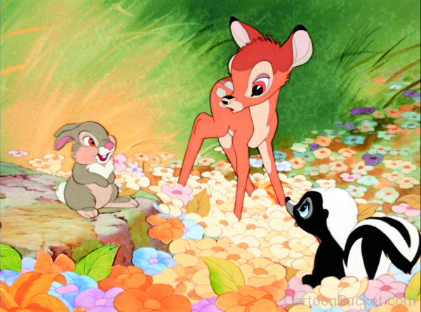 Flower The Skunk With Rabbit And Bambi