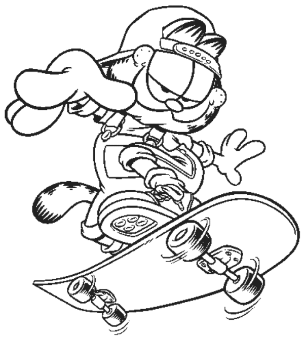 Garfield With Skating Board