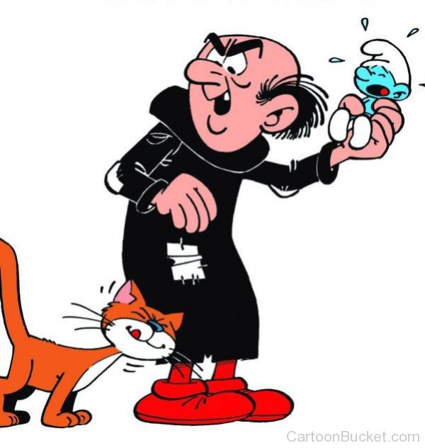 Gargamel Holding Hefty Smurf