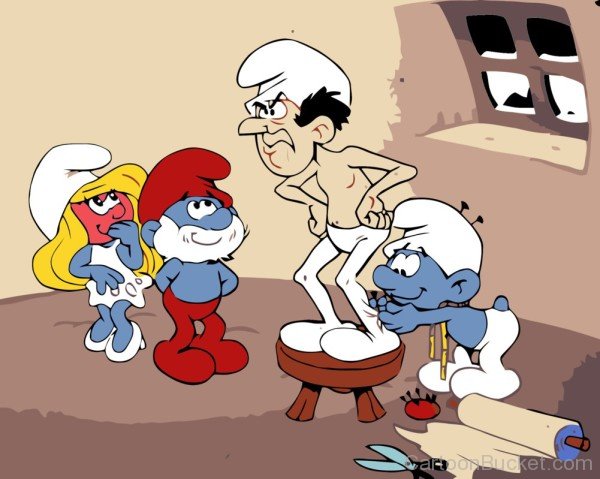 Gargamel,Papa Smurf,Smurfette And Hefty Smurf
