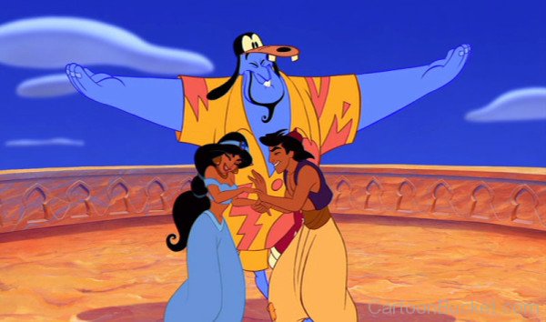 Genie With Aladdin And Princess Jasmine