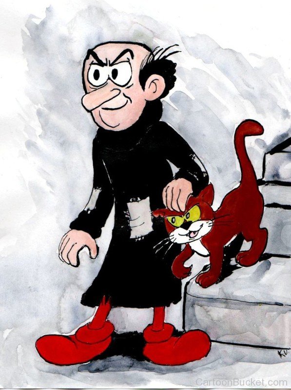 Painting Of Gargamel And Azrael