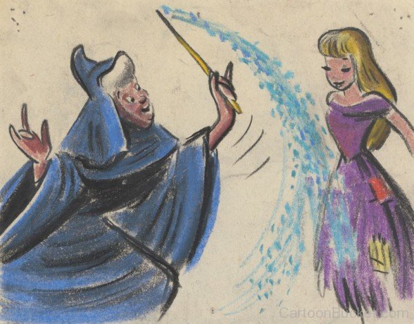 Painting Of Princess Cinderella And Fairy Godmother