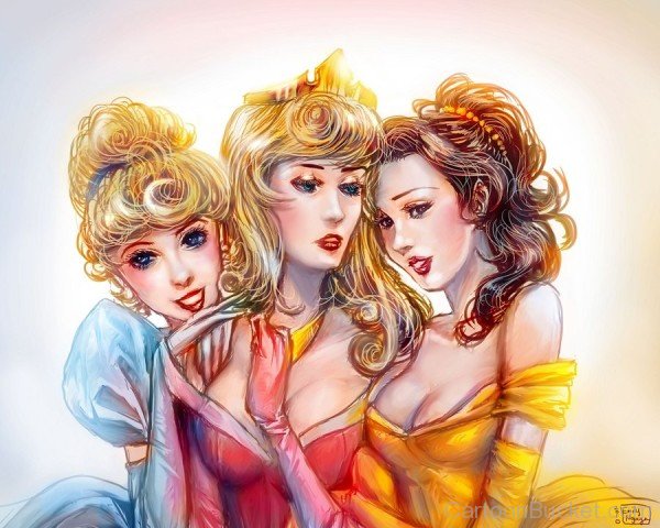 Portrait Of Princess Cinderella,Belle And Aurora