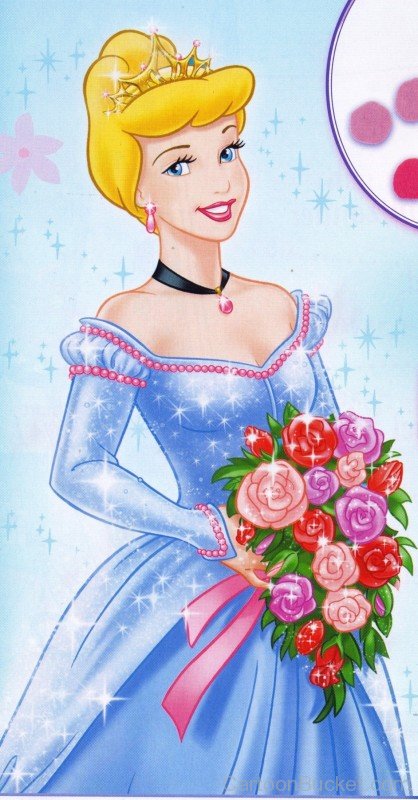 Princess Cinderella Holding Flower Bouquet