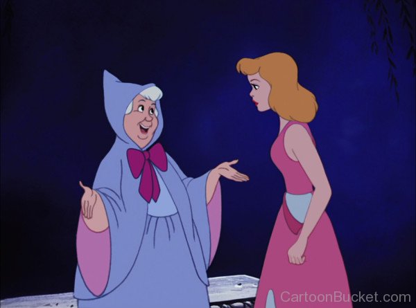 Princess Cinderella Looking At Fairy Godmother