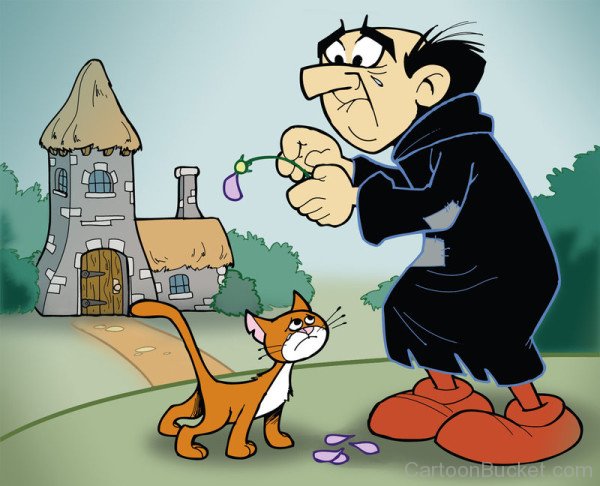 Sad Gargamel With Hs Cat Azrael