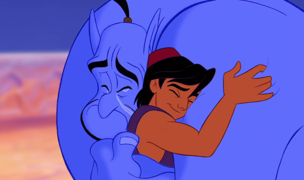 Sad Genie Hugs Aladdin