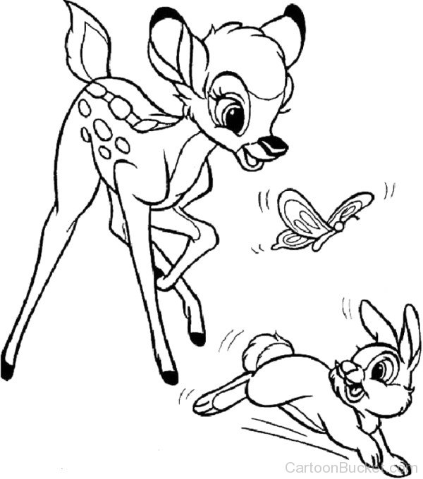 Sketch Of Bambi And Thumper